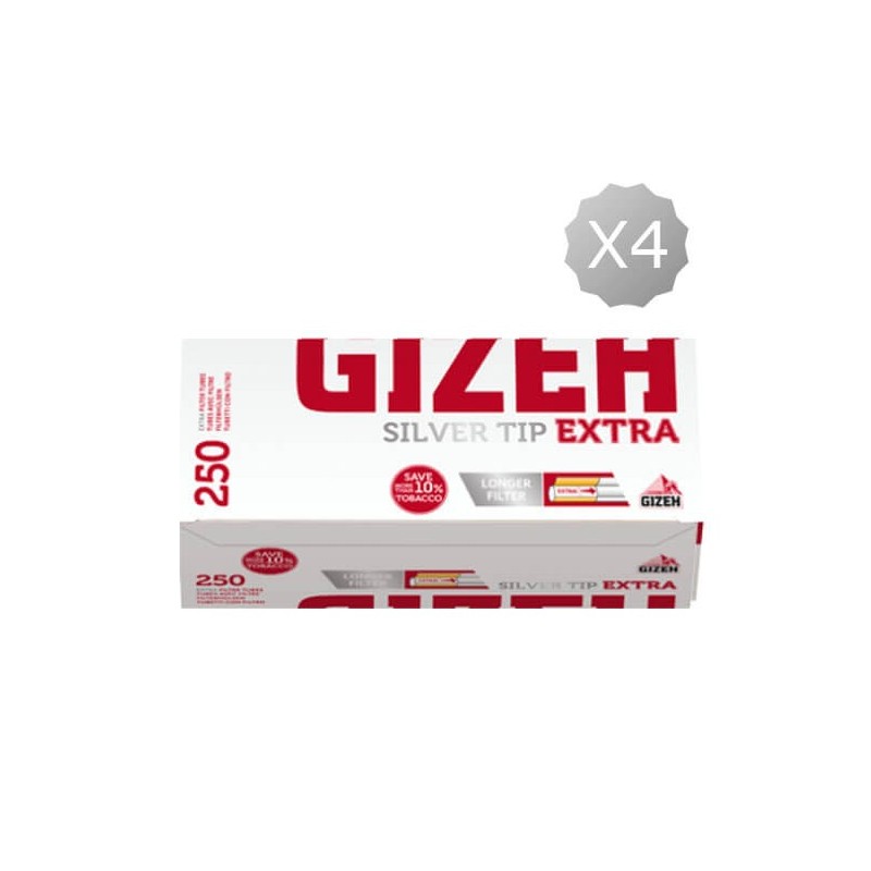 Cigarette filter tubes Gizeh Silver Tip Extra 250 Tubes